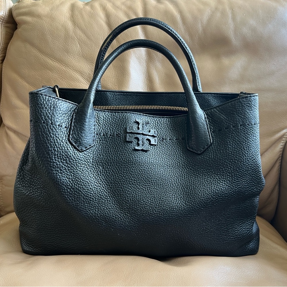 Tory Burch Black Leather Tote Bag